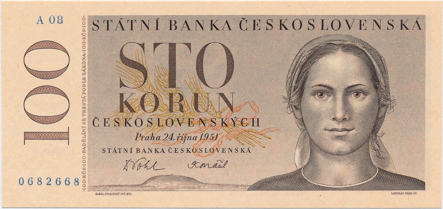 100 Kčs 1951 - averz