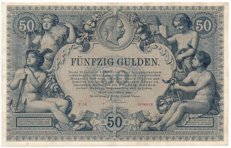 50 Gulden 1884 - back