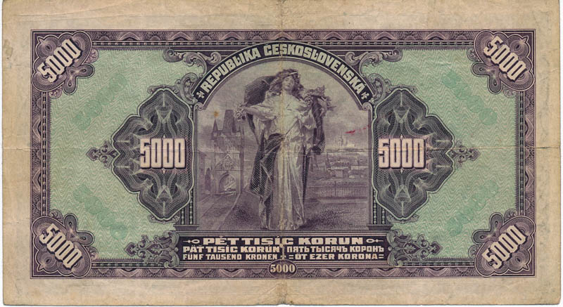 5000 Koruna 1920 - back