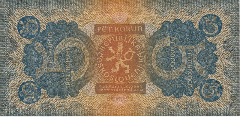 5 Koruna 1921 - back