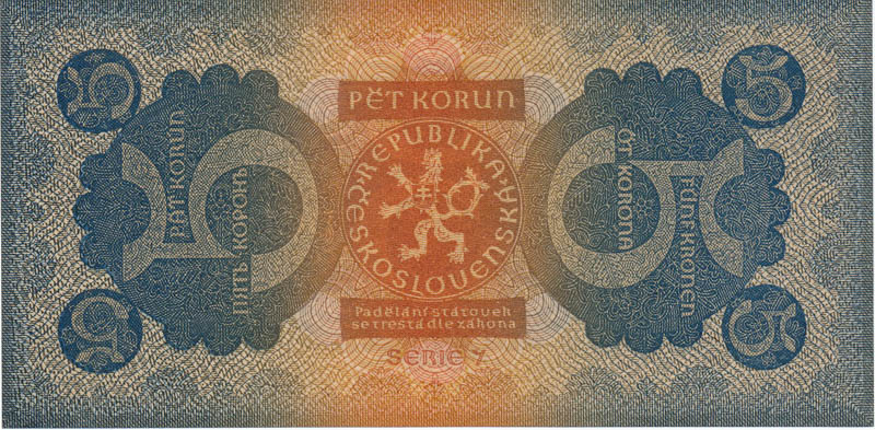 5 Koruna 1921 - back