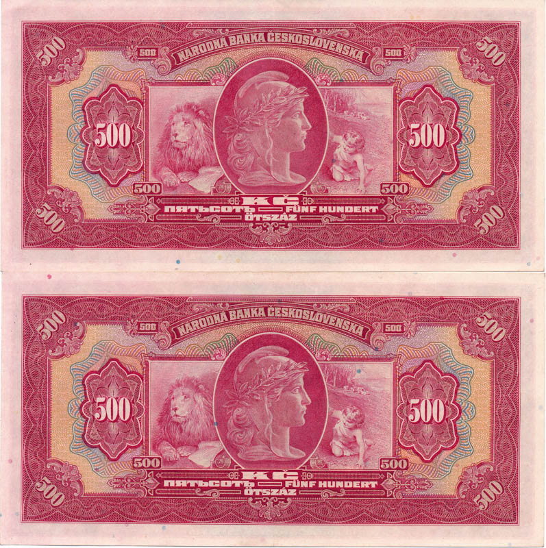 500 Koruna 1929 (2 pcs) - back