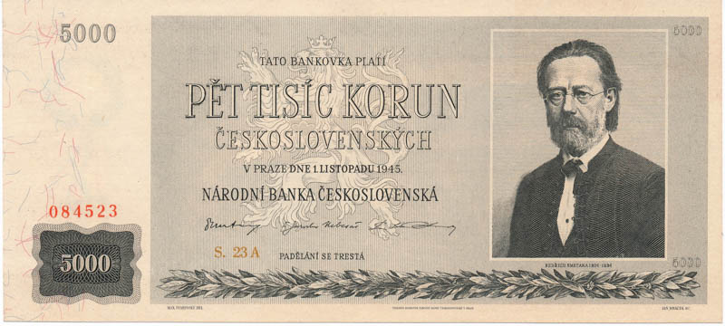 5000 Kčs 1945 - avers