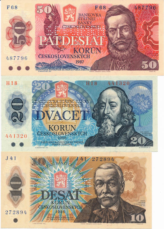 Sada perforovaných bankovek (6 ks) - avers