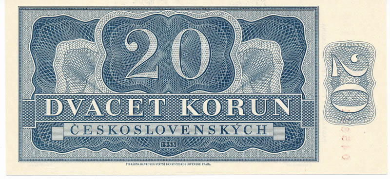 20 Kčs 1953 - revers
