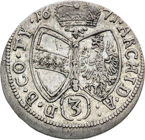 3 Grajciar 1671 - reverz