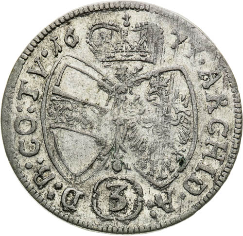 3 Grajciar 1677 - reverz