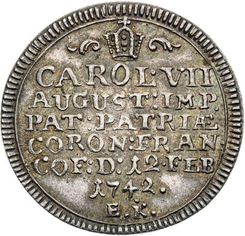 Stříbrný žeton 1742 - avers