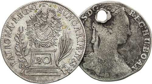 20 Grajciar 1765 KB, XV Grajciar 1743 KB (2 ks) - reverz