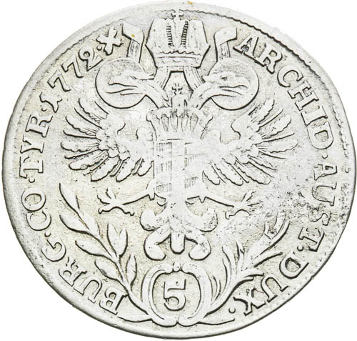 5 Krejcar 1772 - revers