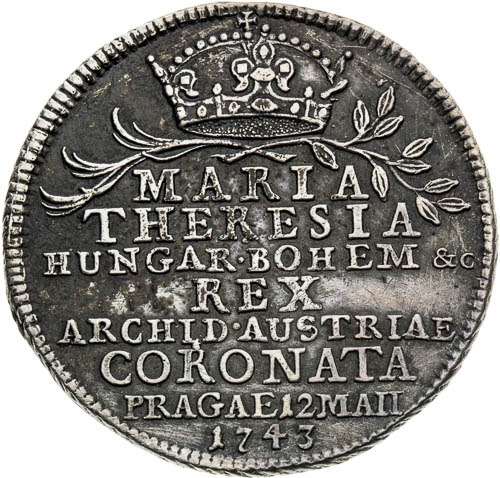 Stříbrný žeton 1743 - avers