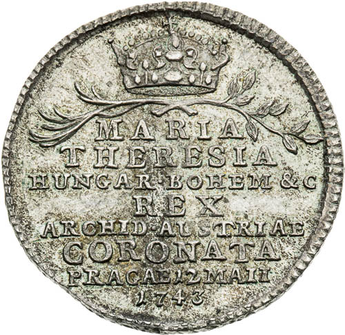 Stříbrný žeton 1743 - avers