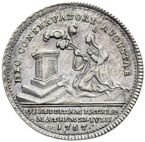 Strieborný žetón 1767 - reverz