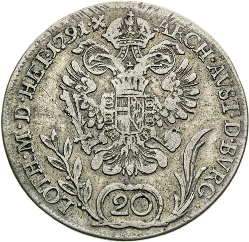 20 Krejcar 1791 - revers