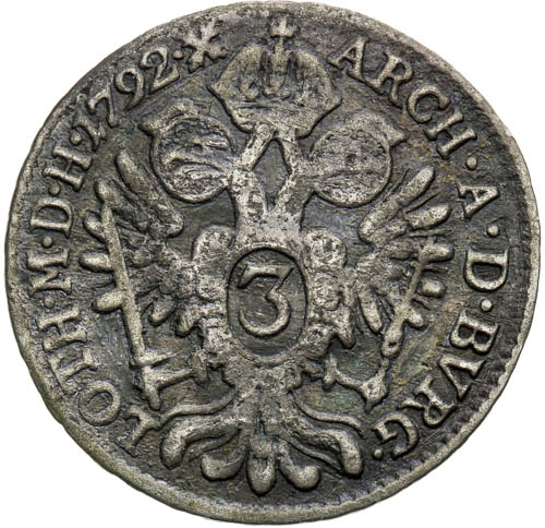 3 Krejcar 1792 - revers