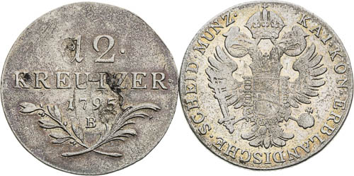 12 Krejcar 1795 A, B (2 ks) - revers