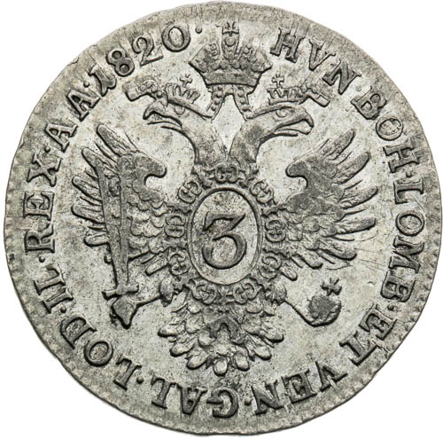 3 Krejcar 1820 - revers