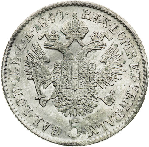 5 Krejcar 1847 - revers