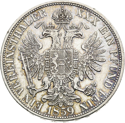 Spolkový tolar 1859 - revers
