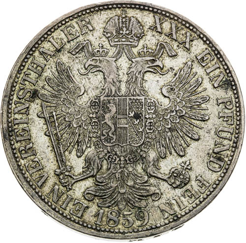 Spolkový tolar 1859 - revers