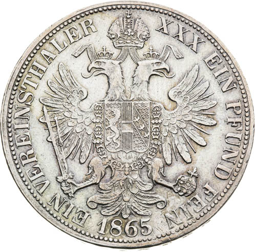 Spolkový tolar 1865 - revers