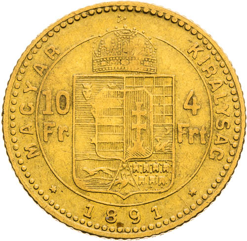 4 Gulden 1891 - back