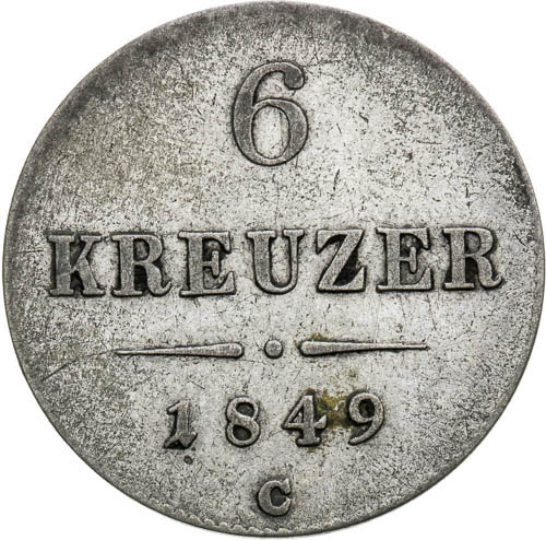 6 Krejcar 1849 - revers