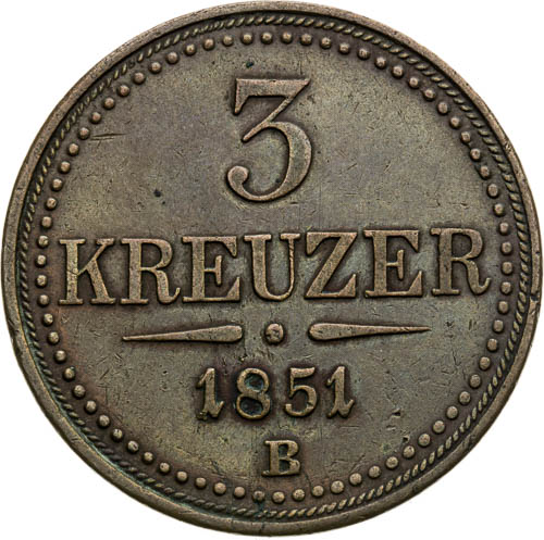 3 Krejcar 1851 - revers
