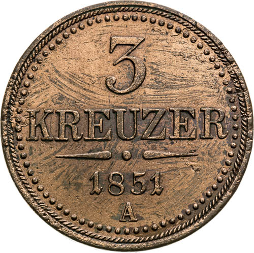 3 Krejcar 1851 - revers