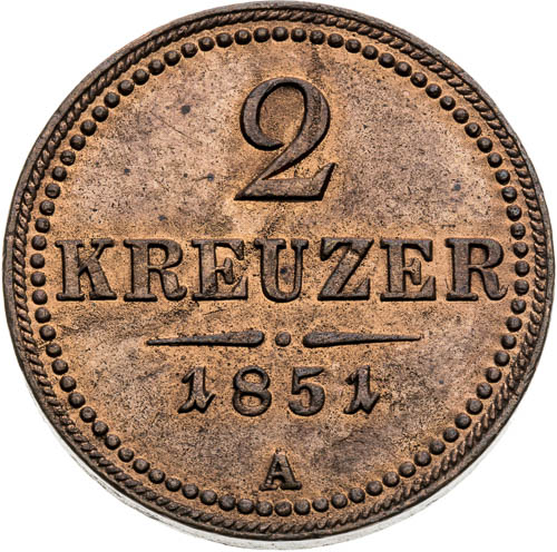 2 Krejcar 1851 - revers