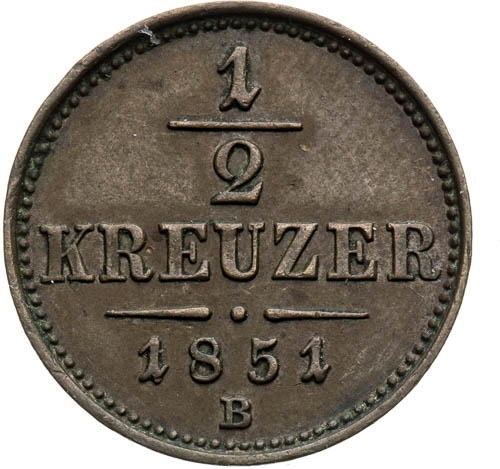 1/2 Grajciar 1851 - reverz