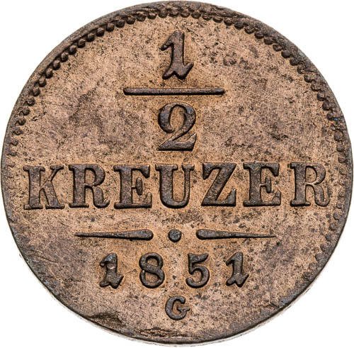1/2 Grajciar 1851 - reverz