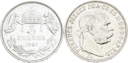 5 Corona 1907, 1908 (2 pcs) - back