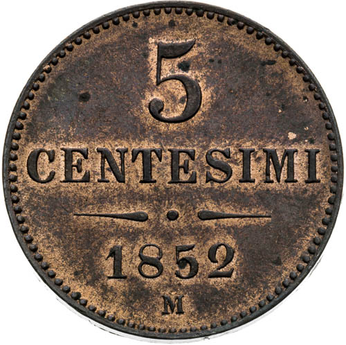 5 Centisimi 1852 - revers