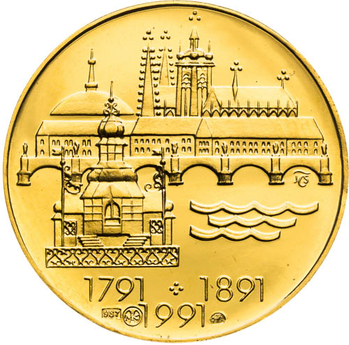 Gold medal 1991 (2 Ducats) - back