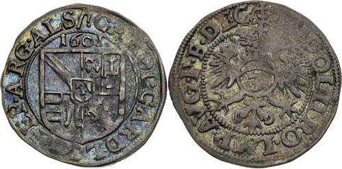 3 Krejcar 1580, 1601 (2 ks) - avers