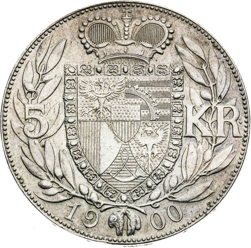 5 Koruna 1900 - back