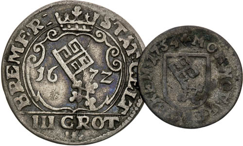3 Grote 1672, Groten 1754 (2 pcs) - front