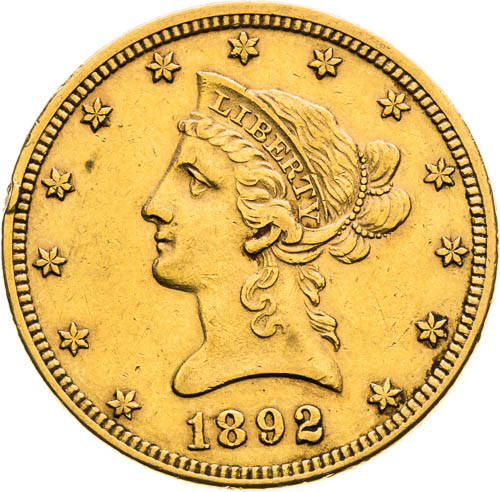 10 Dolar 1892 - avers