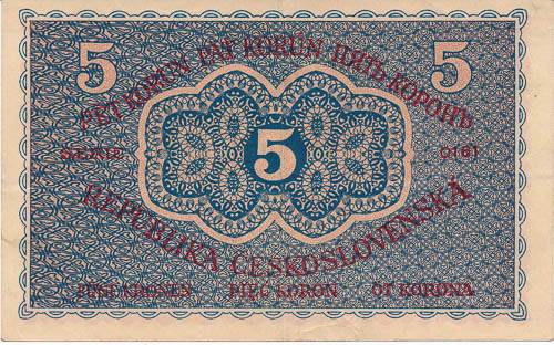5 Koruna 1919 - back