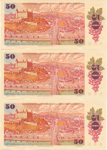 50 Koruna 1987 (3 pcs) - back