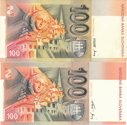 100 Koruna 1993 A, 1996 D (2 pcs) - back