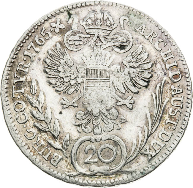 20 Krejcar 1765 - revers