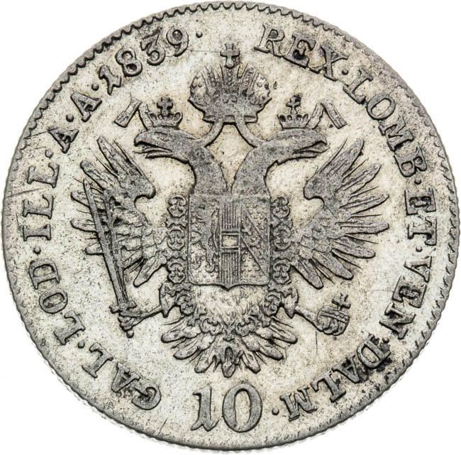 10 Krejcar 1839 - revers