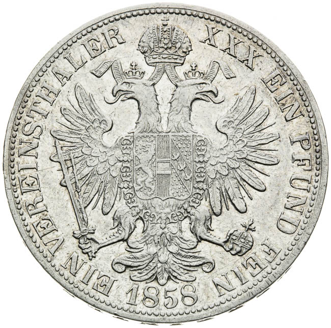 Spolkový tolar 1858 - revers