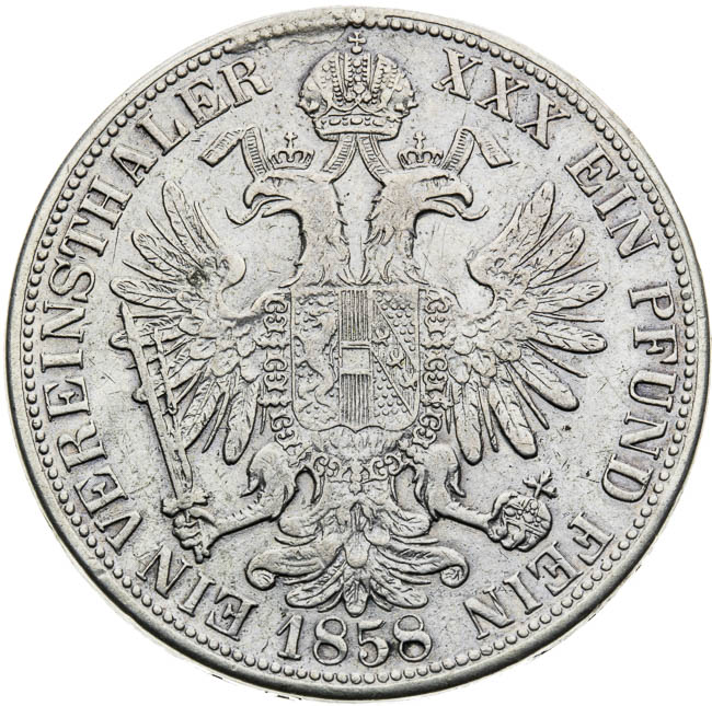 Spolkový tolar 1858 - revers