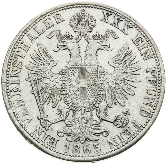 Spolkový tolar 1865 - revers