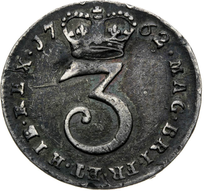 Three pence 1762 - back