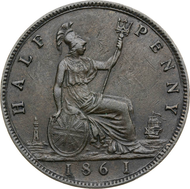 Half penny 1861 - revers
