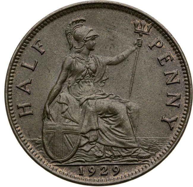 Half penny 1929 - reverz